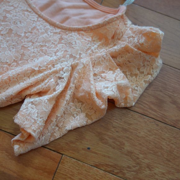 Forever 21 XXI Peach Lace Overlay Cinderella Elegant Cocktail Dress Size Small - Picture 5 of 16